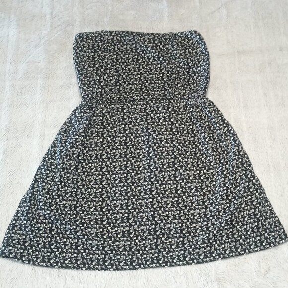 Mudd Women's Floral Flare Strapless Dress Size Small Black and White - Picture 1 of 5